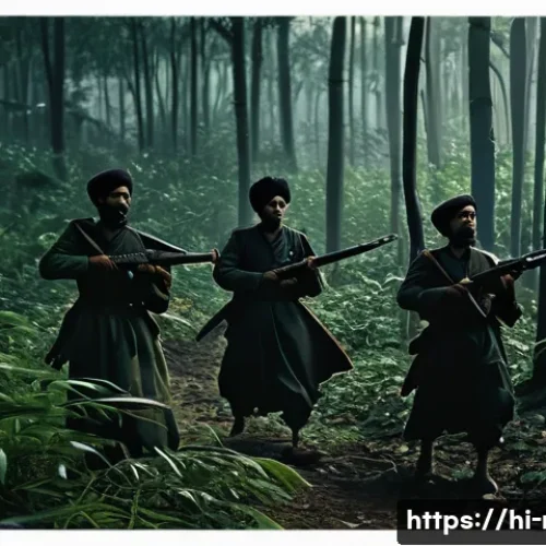 Home 30 일제 강점기 독립운동 - A detailed scene depicting a secret Indian freedom fighter group during the independence struggle, o...