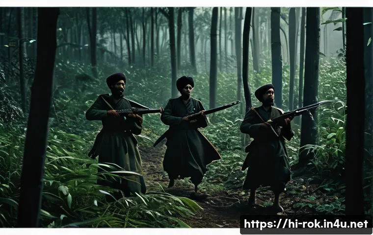 일제 강점기 독립운동 - A detailed scene depicting a secret Indian freedom fighter group during the independence struggle, o...